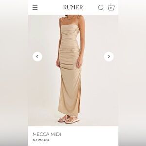 RUMER THE LABEL Mecca 100% Linen Ruched Slip Dress in White - NEW - Small